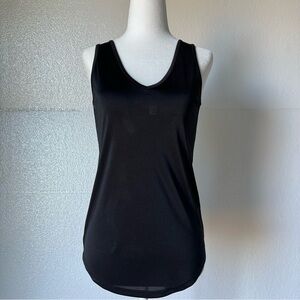 White House Black Market XXS Shiny Dual-Neck Black Tank Top